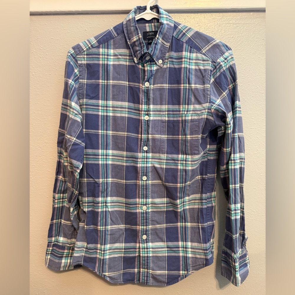J. Crew Purple and Green Plaid Button Down Shirt (Slim Fit)